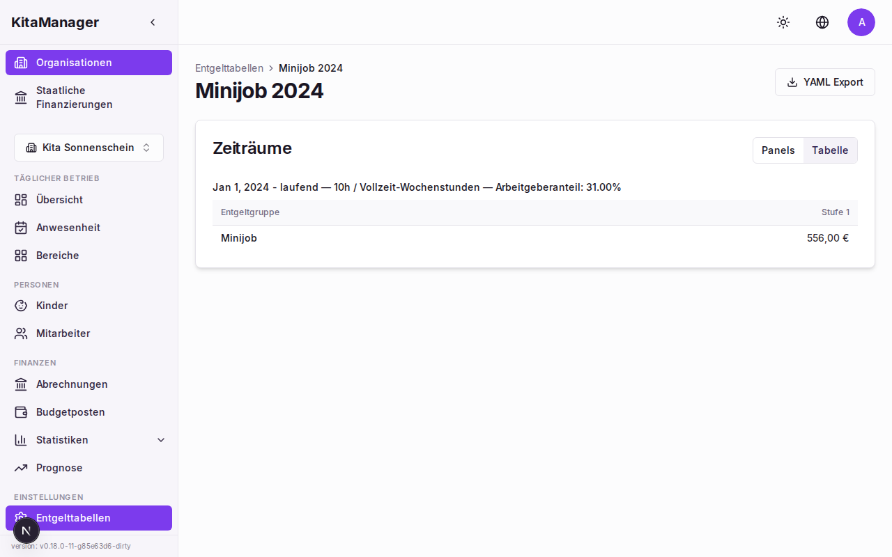 Entgelttabelle Detail